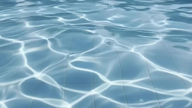 Clear Blue Swimming Pool Water with Sunlight Caustics and Ripples