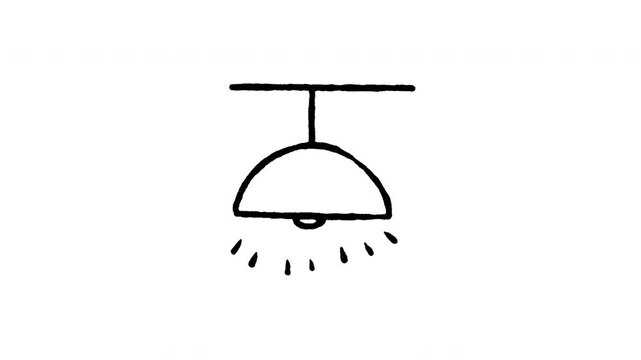 Animated doodle icon of a hanging pendant ceiling light lamp fixture.