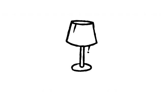 Animated doodle icon of a table lamp for bedside nightstand or study desk.
