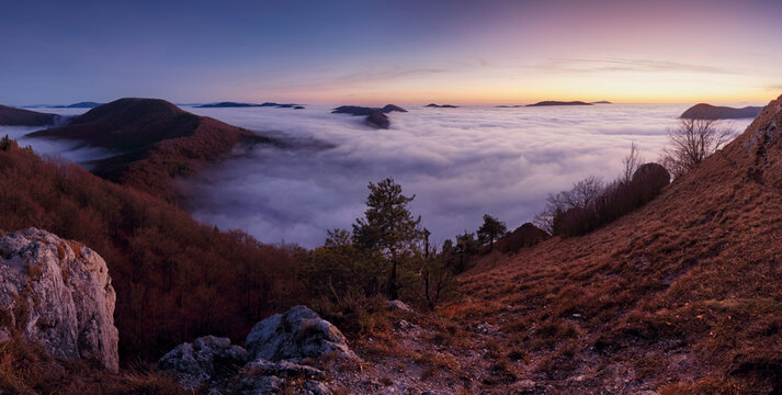 Mountain landscape above clouds, nice panorama from Slovakia