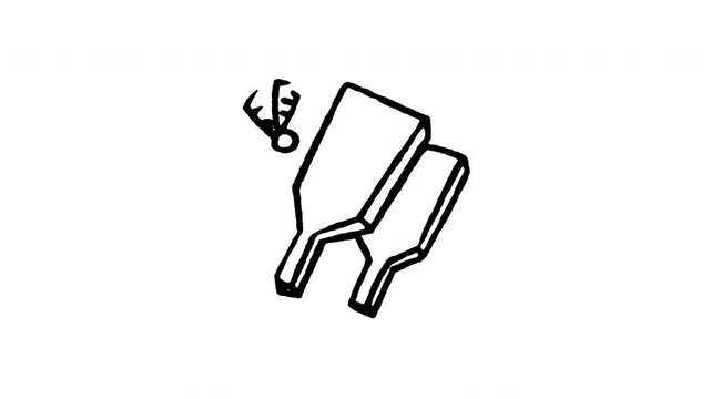 Animated doodle icon of traditional Japanese Hanetsuki wooden paddles and shuttlecock.