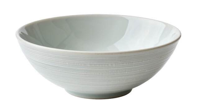 Light blue ceramic bowl with textured exterior, isolated on transparent background