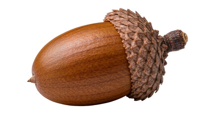 Brown oak acorn with textured cap, isolated on transparent background © Viktor
