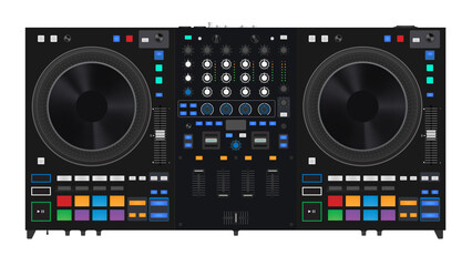 Modern DJ controller with mixer board  © Thanida
