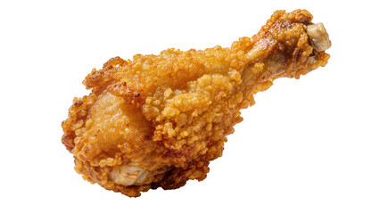 Crispy golden fried chicken drumstick with crunchy breading, isolated on transparent background © Maria