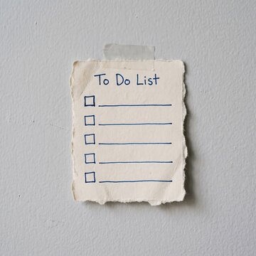 Vintage to-do list paper with checkboxes and handwritten text on worn background