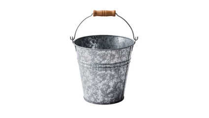 Galvanized metal bucket with wooden handle, isolated on transparent background © Maria