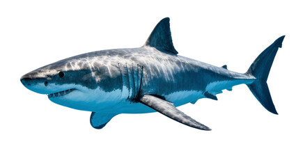 Fototapeta premium Great white shark swimming, isolated on transparent background