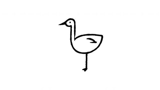 Animated doodle icon of a graceful crane bird representing Japanese symbolism and longevity.