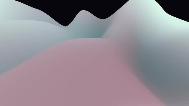 Continuous pearlescent fluid silk waves flowing dynamically on dark background, ideal for modern presentation backdrop.