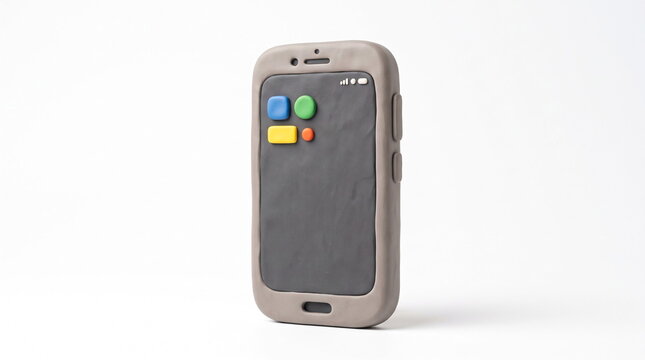 Clay smartphone model on white background