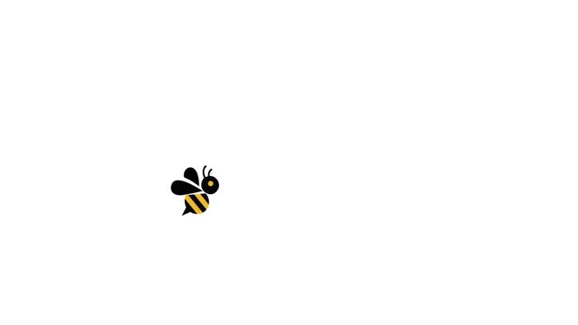 A stylized bee flies a smooth figure-eight path with active wing flapping, natural banking, speed changes, and antenna sway, creating a seamless loop for education, UI, nature, and motion backgrounds.