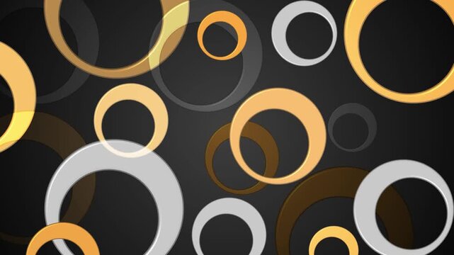 Abstract composition of overlapping rings background animation, modern geometric pattern with depth and soft shadows