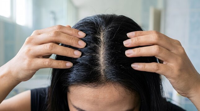 Stressed person holding head suffering from headache or pain perfectly produced