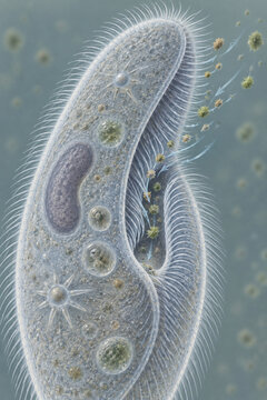 Paramecium Oral Groove With Cilia Guiding Particles