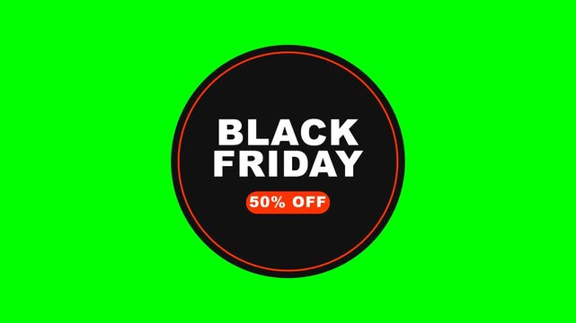 Premium 2D motion graphic of a Black Friday promotional sticker physically peeling up and snapping back onto a surface.