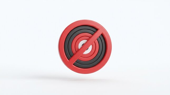 3D render of a target with a restriction sign, symbolizing prohibition of goals and objectives in business