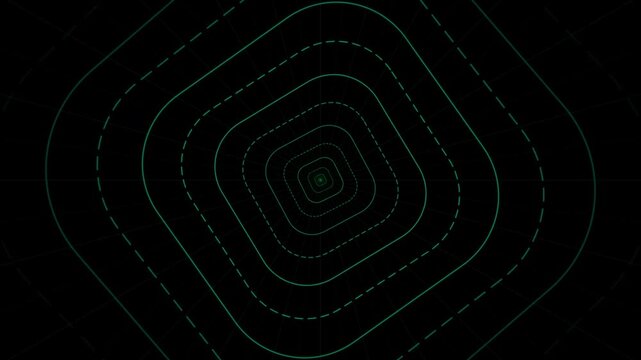 Abstract background with concentric rounded square shapes in dark green.
