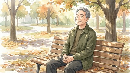 Fototapeta premium 木漏れ日の散歩休憩