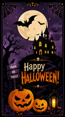 Fototapeta premium Halloween Greeting Card – Spooky Vector Holiday Illustration