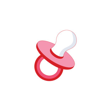 Pink baby pacifier icon isolated on white background