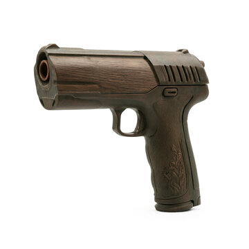 Non contact thermometer gun with wood texture isolated on a transparent background for medical diagnostic use