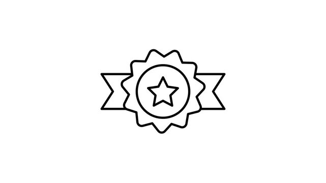 Achievement badge animated icon with star and ribbons, representing merit, success, awards, recognition, accomplishment, and achievement.