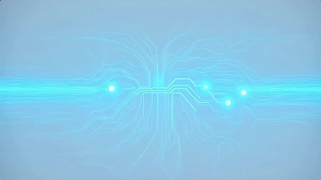 Abstract electronic circuit board pattern with white intersecting lines and circular nodes on light background