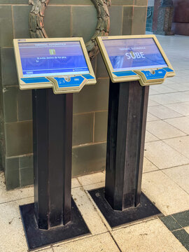 Automatic SUBE card terminals at Retiro Station before open payment transition