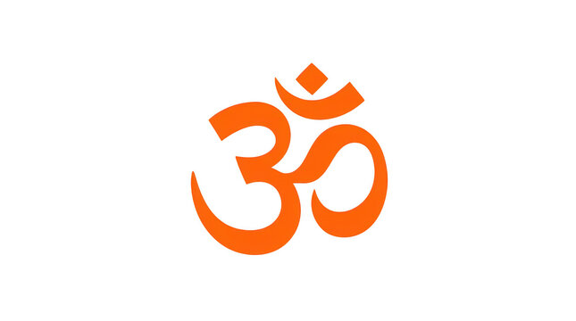 Orange om symbol icon for meditation and spiritual yoga design