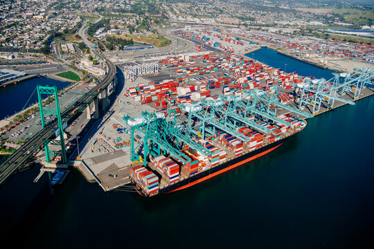 Container ship loaded with cargo containers