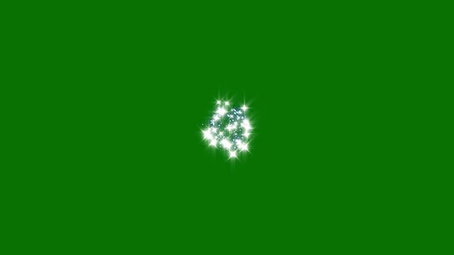 Twinkle star blast glitter animation, sparkling white stardust particles and luminous trail, magical burst, shining cartoon doodle effects, smooth motion and seamless loop on green background, 4k