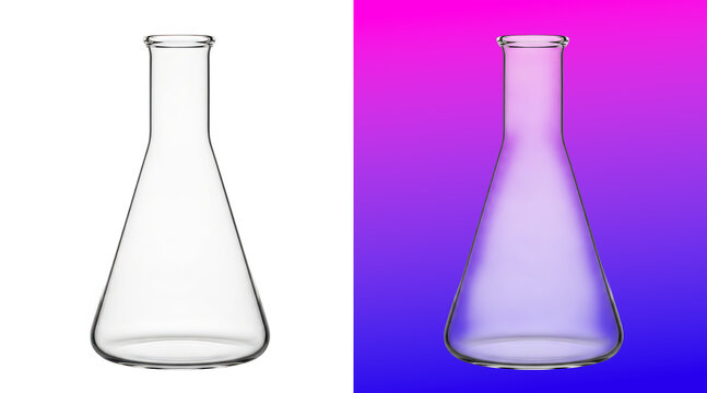 Clear glass laboratory Erlenmeyer flask