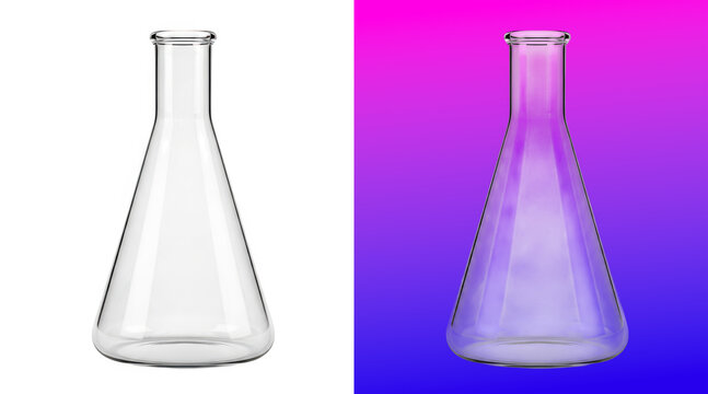 Clear laboratory glass Erlenmeyer flask