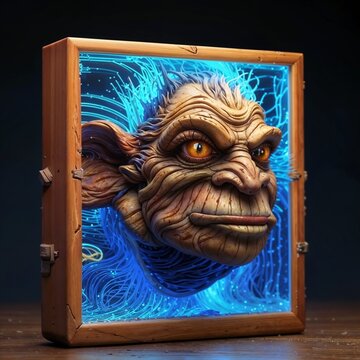 Menacing Yeti Emerging from Icy Cave Illustration.
