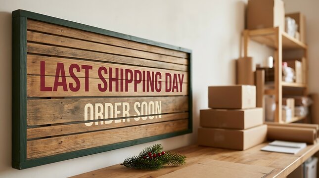 Commercial Christmas Holiday Wooden Business Signage in Festive Winter Setting
