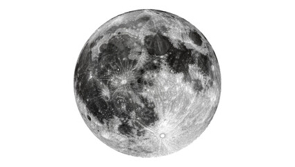 Detailed full moon with craters and maria, isolated on transparent background © Igor