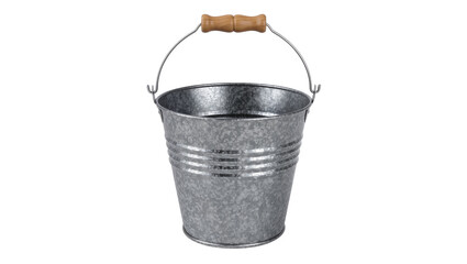 Galvanized metal bucket with wooden handle, isolated on transparent background © Igor