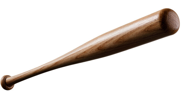 Wooden baseball bat with smooth finish, isolated on transparent background