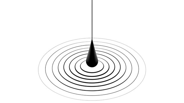 Black pendulum swinging creates concentric rings isolated on transparent background png element