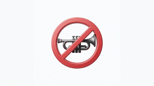 No honking symbol against white background, symbolizing quiet zones and peaceful environments