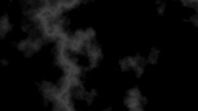 Dense gray smoke cloud slowly moving and expanding against a dark background, creating a cinematic atmospheric visual effect.
