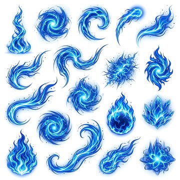 Blue Magic Energy Fire and Flame Effect Collection.