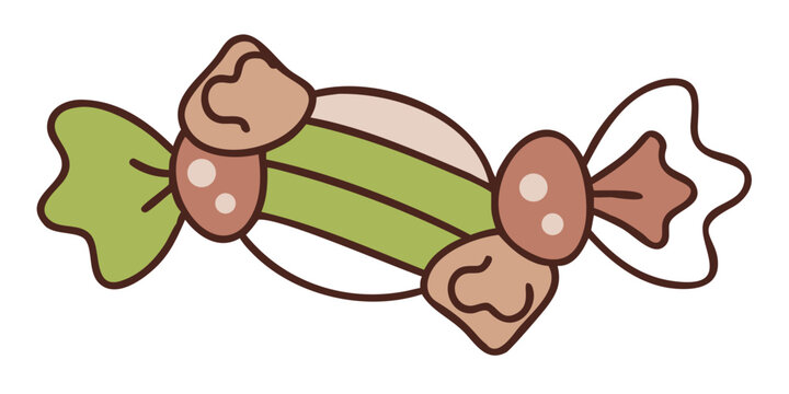 Cute wrapped candy cartoon doodle vector illustration
