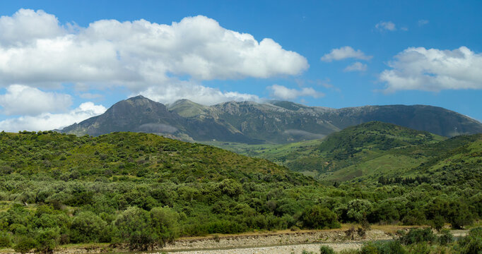 panorama cinematic mountain range landscape wilderness picturesque