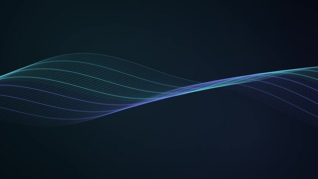 A smooth, seamless loop featuring abstract glowing lines forming a fluid wave shape against a dark navy background. The texture resembles digital silk or light trails.