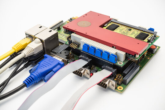 Board with different ports and connections for electronic devices