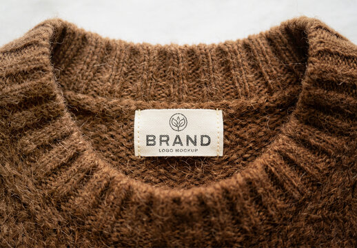 Woven Logo Tag Mockup on Knit Fabric