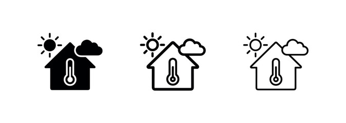 Fototapeta na wymiar Smart climate control and home temperature management concept with weather icons