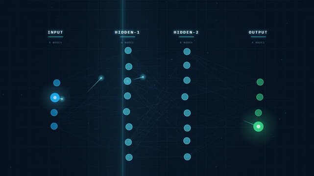 Dark Interface With Vertical Dot Tracks and Glowing Nodes